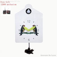 [Meimeier] 230mm Wooden Art Creative Wall Clock With Unique Pastoral Cuckoo Cuckoo Hourly Timekeeping Swing White Wooden Clock