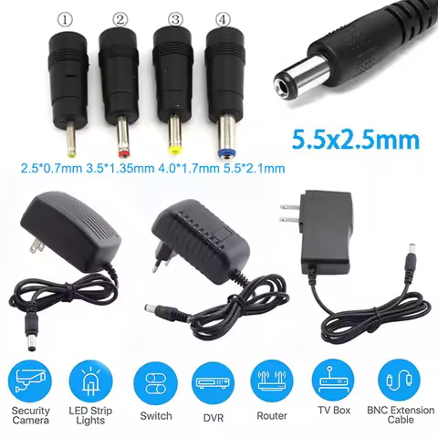 AC 100V-240V 1A 2A 3A DC 5V 8V 9V 12V 15V Power Supply Adapter Charger DC Converter 3.5x1.35 4.0x1.7