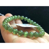 Natural Colored Gems Cat's Eye Green Apatite Single Circle Round Bead Bracelet 7.3MM/15.8G