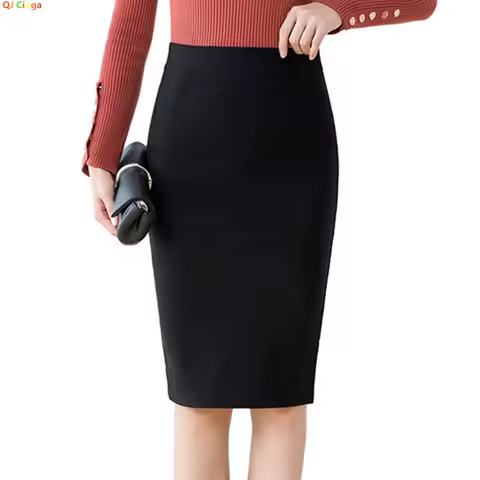 Skirt Black Pencil Lightweight, Stretchy Black Pencil Skirt for Women; Office-appropriate Skirts; As