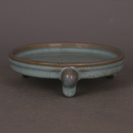 Song Ru Kiln Green Glaze Open Piece Small Three-legged Pen Washing Play Antique Antique Distressed P
