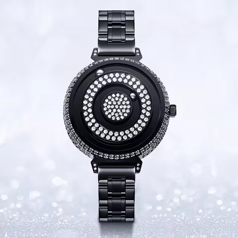 EUTOUR Women's Magnetic Diamond Watch | Waterproof Quartz | Luxury Stainless Steel Strap | Day to Ni