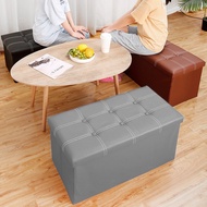 110L 2 In 1 Collapsible PU Leather Storage Stool Chair Foldable Organizer Box Folding Waterproof Foo