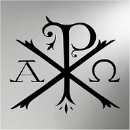 Chi Rho Alpha Omega Christian Symbol Decal Vinyl Sticker for Car Laptop Bible Church Wall Cross Art 