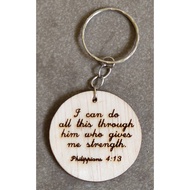 Wood Keychain Christian Christmas Birthday Door Wedding Gift Bible Verse Laser Engrave Cut God's Wod