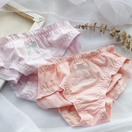 9251 People Join Favorite🖇️New Pure Cotton Girl Cute Mid-Waist Sweet Bowknot Embroidered Fungus Edge