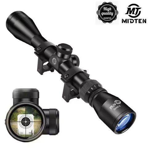 MidTen Rifle Tactical Riflescope 3-9x40 Optics R4 Reticle Crosshair Scope with 20mm Free Rail Mounts