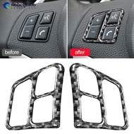 NOBELJIAOO 2Pcs Car Steering Wheel Buttons Cover Trim Sticker Carbon Fiber For BMW 3 Series E90 2005