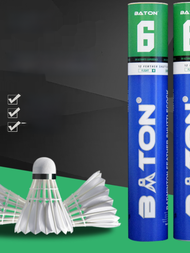 Badminton Racket Professional Training Windproof Durable Goose Feathers 12pcs Set Fitness Sports Fan