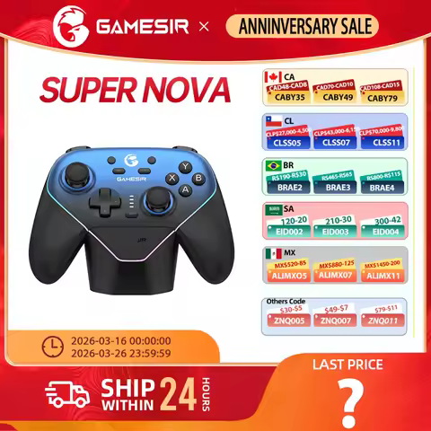 New GameSir Super Nova Wireless Game Controller T4N Pro Gamepad Hall Effect Sticks Analog Triggers f