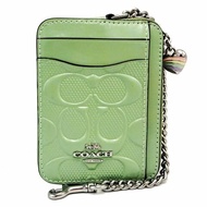 [全新] COACH  漆皮C LOGO卡片名片鏈帶零錢包(綠)