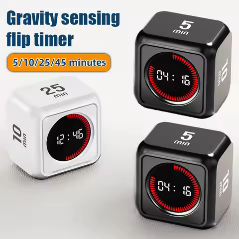Mini Flip Timer Portable Gravity Cube Timer 5/10/25/45min 4 Preset Time Digital Kitchen Timer For Wo