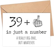 40th Birthday Card - 40 Is Just A Number A Really Big One But Whatever - 40 Year Old Birthday Card -