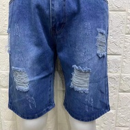 Light blue RRJ tattered short denim Men's shorts