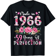 Men's cotton T-shirt 59 Year Old Made In 1966 Floral 59th Birthday Women T-Shirt
