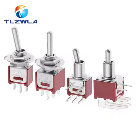 5PCS Mini Toggle Switch TS-6 SPDT Horizon Right Angle Type3/6 Pins 2/3 Positions ON-OFF-ON 1.5A 250V