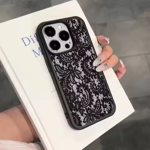 Black Lace Pattern Personalized Lichee leather pattern Phone Case For Redmi A5 A3 A1 14C 13 12 12C 1