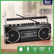 Classical Cassette Radio Speaker Dual Recording Bluetooth USB SD Card Music MP3 Player FM Kaset Tape