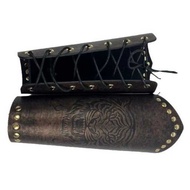 Medieval Knight Leather Bracers Wristband Punk Costume Accessories Props Armor Gothic