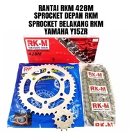 Sprocket set RKM RK-M spoket Yamaha Y15 Y15ZR FZ150 siap rantai 428M Original High Quality