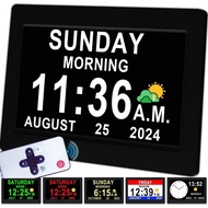 Véfaîî 2025 New, Digital Clock with Day Date 1280 * 800P HD, 19 Alarms Custom Reminders, 10 Levels A