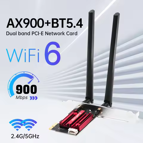 WiFi 6 PCIe FV-AX900pro Network Card Bluetooth 5.4 Dual-Band 2.4G/5.8GHz External Antennas Gaming/PC