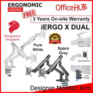 OFFICEHUB iErgo X DUAL Computer Monitor Arm ★ Monitor Stand ★ Monitor Mount ★ Fits Monitor 34 Inch p