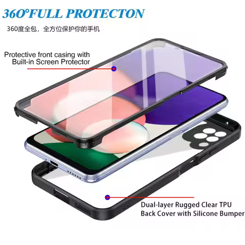 360° Shockproof Phone Case for Samsung Galaxy A22 M22 M32 4G Built-in Screen Protector Transparent B
