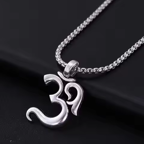 EUEAVAN Vintage Yoga Om Pendant Necklace Hindu Meditation Aum Symbol Necklace Breathe Amulet Indian 