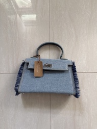 韓國 hermes 款 birken mini kelly zara 牛仔布 袋Denim Handbag with Shoulder Strap