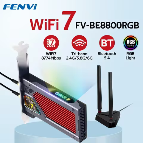 Fenvi 8800Mbps WiFi 7 BE200 PCIe WiFi Adapter FV-BE8800RGB Bluetooth 5.4 WiFi7 for Intel BE200 Wirel
