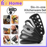 YE's 6-in-1 Kitchen Tool Set - Multifunctional Stainless Steel Organizer (Pizza Cutter/Peeler/Grater