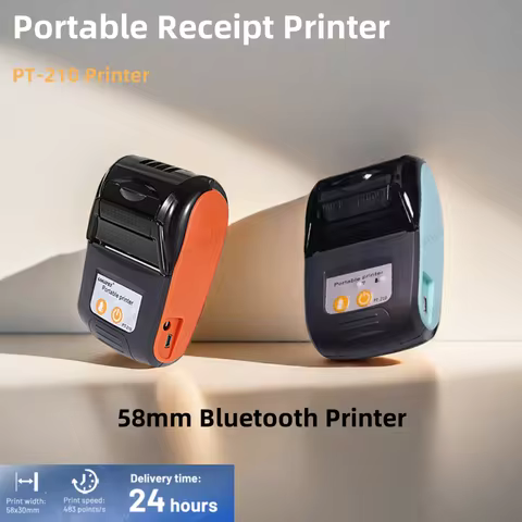 58mm printer Portable wireless Bluetooth thermal printer PT-210 Portable receipt printer shipped for