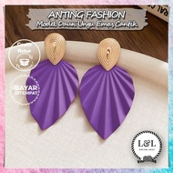 Big Leaf Fashion Earrings Classy Women's Canti Accessories Purple Leaf Statement Earrings Gold Look 