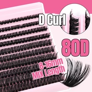 Lash Clusters Kit 8-16mm , D-Curl 3D Wispy Volume, DIY Eyelash Extensions