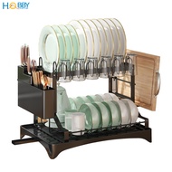 Kệ chén 2 tầng đa năng 3 trong 1 sơn đen Hobby home decor KC6