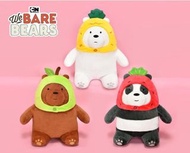 （台灣直送）三隻 6" We bare bears 熊熊遇見你坐姿水果帽 毛公仔