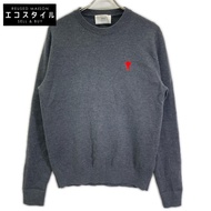 AMI Alexandre Mattiussi HKS001.001 สีเทา ผ้าขนสัตว์ 100% เสื้อสเวตเตอร์คอกลม ami de coeur ไซส์ M【สิน
