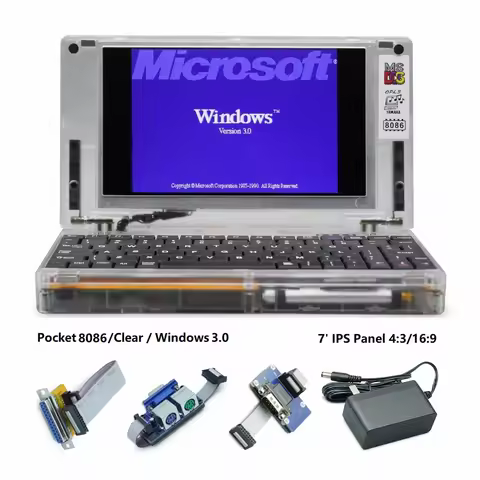 Pocket8086 DOS Computer Windows3.0 8086CPU IBM PC-X Compatible Notebook VGA Graphics Card 768KB RAM 