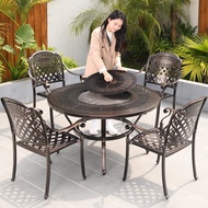 W-8&amp; Outdoor Barbecue Table and Chair Cast Aluminum Commercial Outdoor Leisure Charcoal Barbecue Grill Courtyard Table00