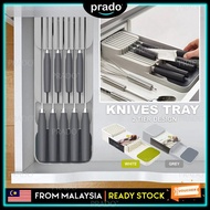 PRADO Knives Drawer Storage 2 Tray 9 Slot Knife Holder Fit for Most Knives Kitchen Ware Pisau Rak