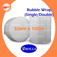AIR BUBBLE WRAP SINGLE / DOUBLE LAYER: 50cm x 100m & BLACK BUBBLE WRAP: 50cm x 100y ( 2 ROLLS)