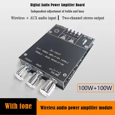 ZK-1002T AUX Bluetooth Amplifier 100Wx2 HIFI 2.0 Channel CS8673E Audio Amplifier Speaker Boards Home
