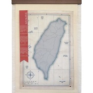 台灣地圖帆布面料 帶掛軌和配件旅行日記家居裝飾
