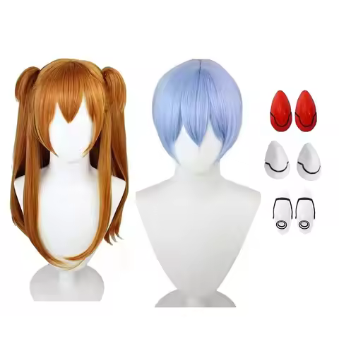 Anime Rei Ayanami Cosplay Wig Short Light Blue Heat Resistant Synthetic Asuka Langley Soryu Haripins
