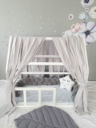 蒙特梭利床罩（2 件套）灰色薄紗罩，床華蓋