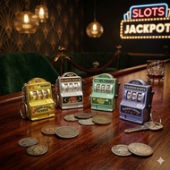 MESIN GANTUNGAN CASINO MACHINE KEYCHAIN WITH JACKPOT SLOT LUCKY DRAW SPIN UNIQUE CHILDREN'S TOY KEYC