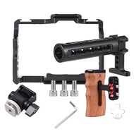 Andoer Aluminum Alloy Camera Cage Kit Including + Top Handle Wooden Grip Mini Monitor Mount Replacem