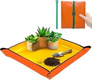 vuicci Repotting Mat for Indoor Plant Transplanting and Potting Soil Mess, Thickened Waterproof Potting Potting Mat Portable Gardening Mat for Plant Lovers (Orange-Small 26.8" X 26.8")