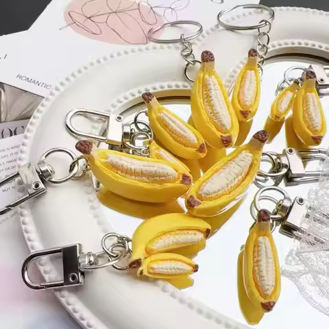 Handmade Resin Keychain for Anxiety Alleviation Creative Banana Boat Charm to Carry